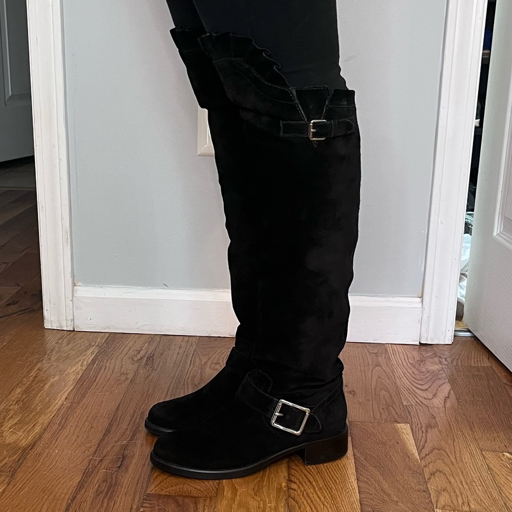 VALINTINO SUEDE RUFFLE OVER THE KNEE BOOT - Picture 9 of 16